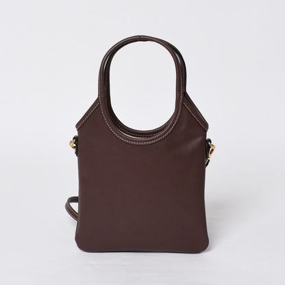 Miu Miu Ivy Mini Way Bag Calfskin Logo Patch Brown Gold — view 2