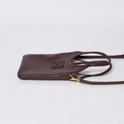 Miu Miu Ivy Mini Way Bag Calfskin Logo Patch Brown Gold — view 6