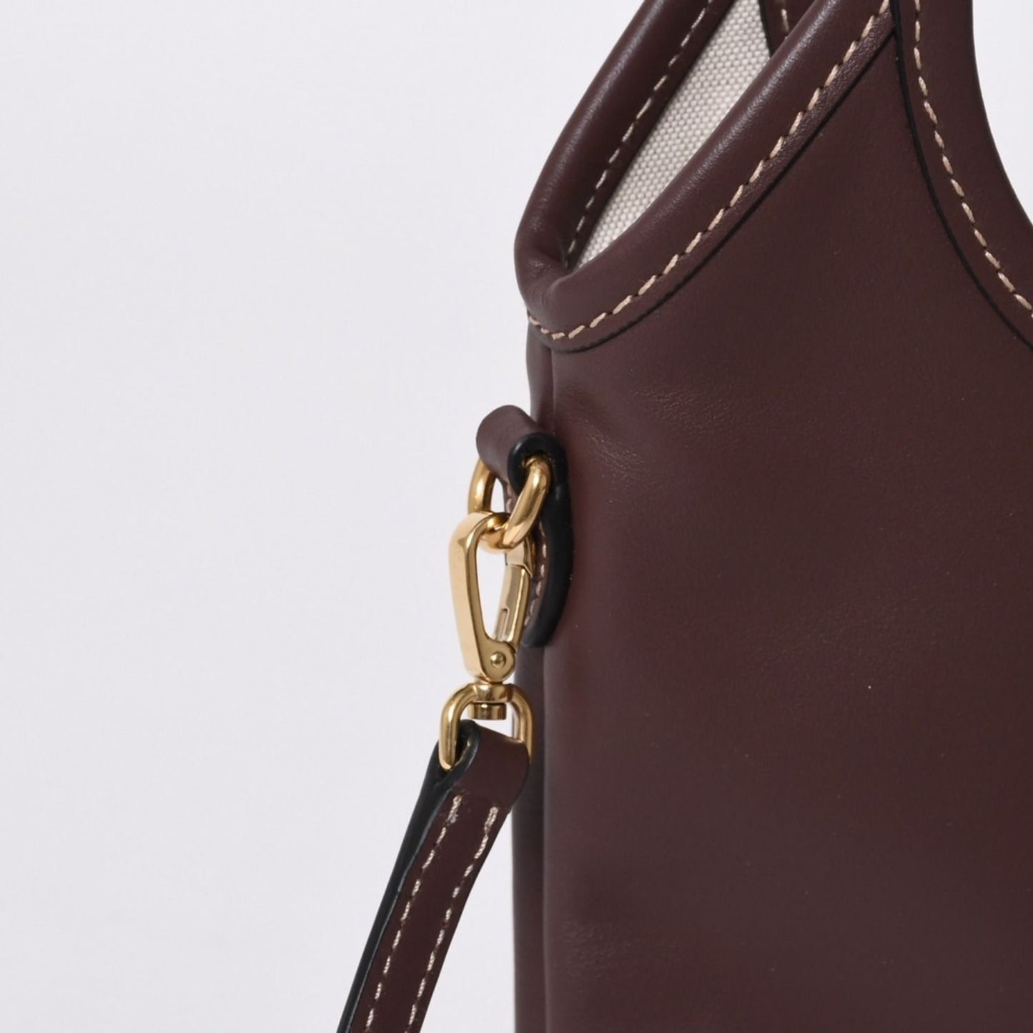 Miu Miu Ivy Mini Way Bag Calfskin Logo Patch Brown Gold — view 4