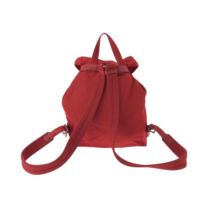 Prada Tessuto Red Silver Nylon Luc Backpack