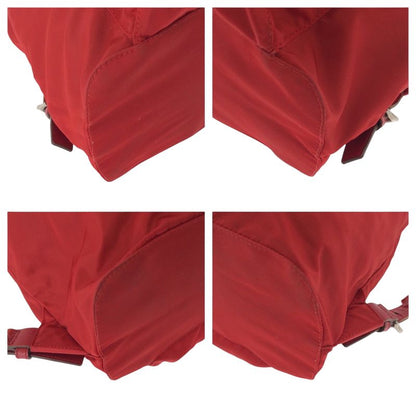 Prada Tessuto Red Silver Nylon Luc Backpack