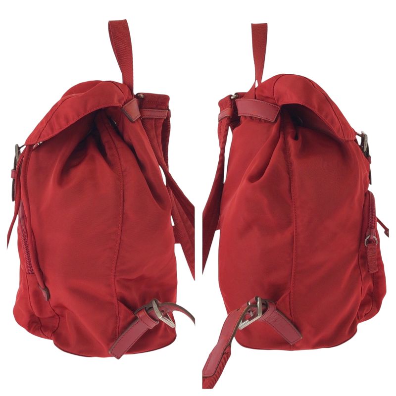 Prada Tessuto Red Silver Nylon Luc Backpack