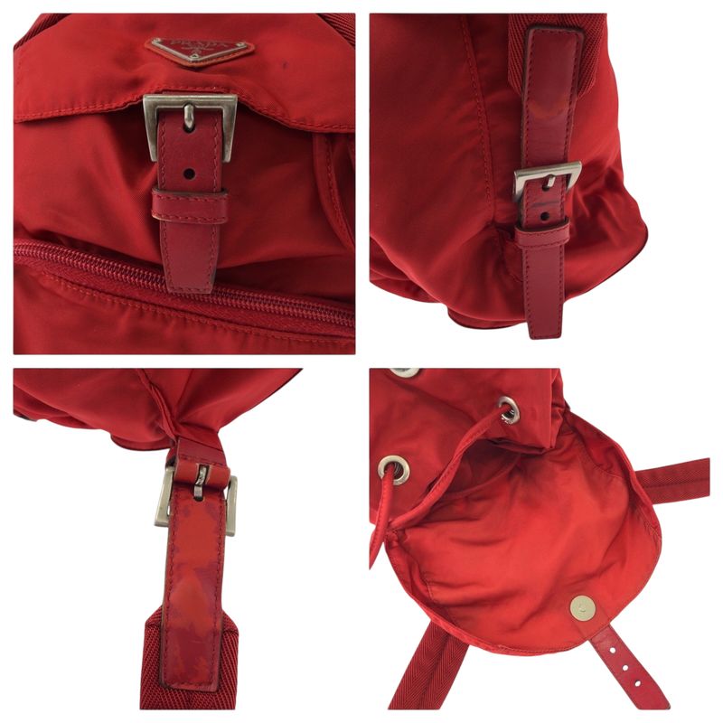 Prada Tessuto Red Silver Nylon Luc Backpack
