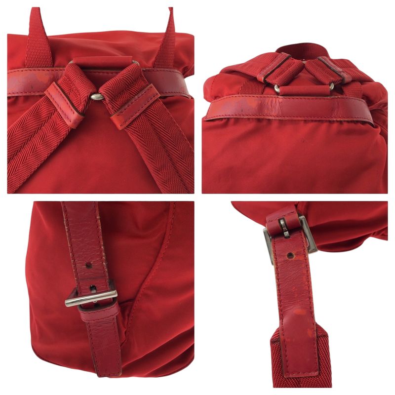 Prada Tessuto Red Silver Nylon Luc Backpack