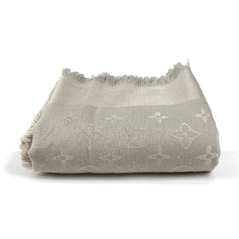Louis Vuitton Shawl Monogram Silk Beige Scarf