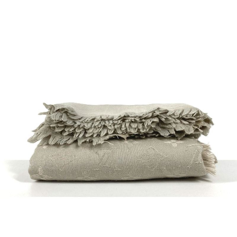 Louis Vuitton Shawl Monogram Silk Beige Scarf