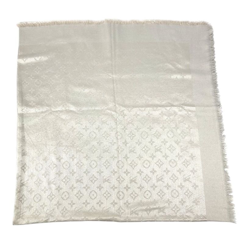 Louis Vuitton Shawl Monogram Silk Beige Scarf