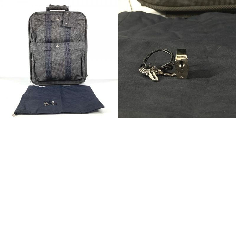 Hermes Travel Bag 2 Wheels Shoes Logo Canvas Gray Heel