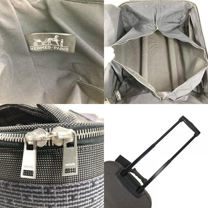 Hermes Travel Bag 2 Wheels Shoes Logo Canvas Gray Heel