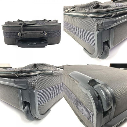 Hermes Travel Bag 2 Wheels Shoes Logo Canvas Gray Heel