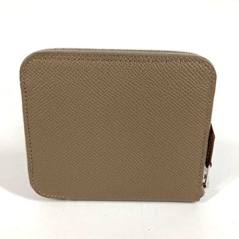 Hermes Coin Case Azap Compact Silk in Epsom Etoupe Gray
