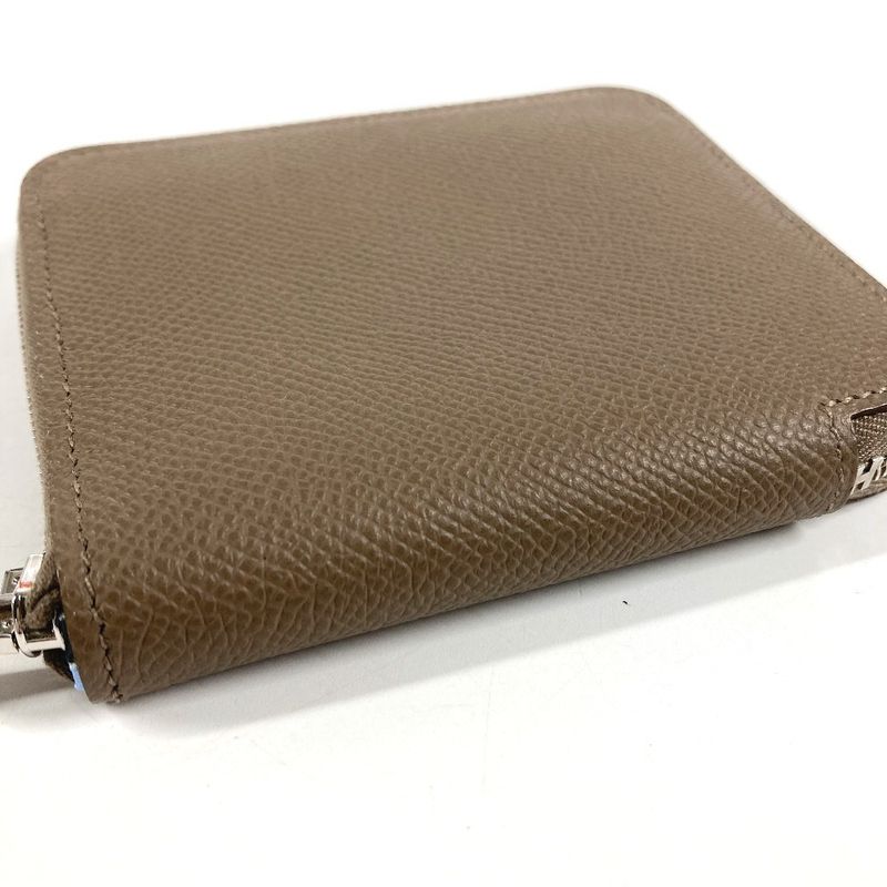 Hermes Coin Case Azap Compact Silk in Epsom Etoupe Gray
