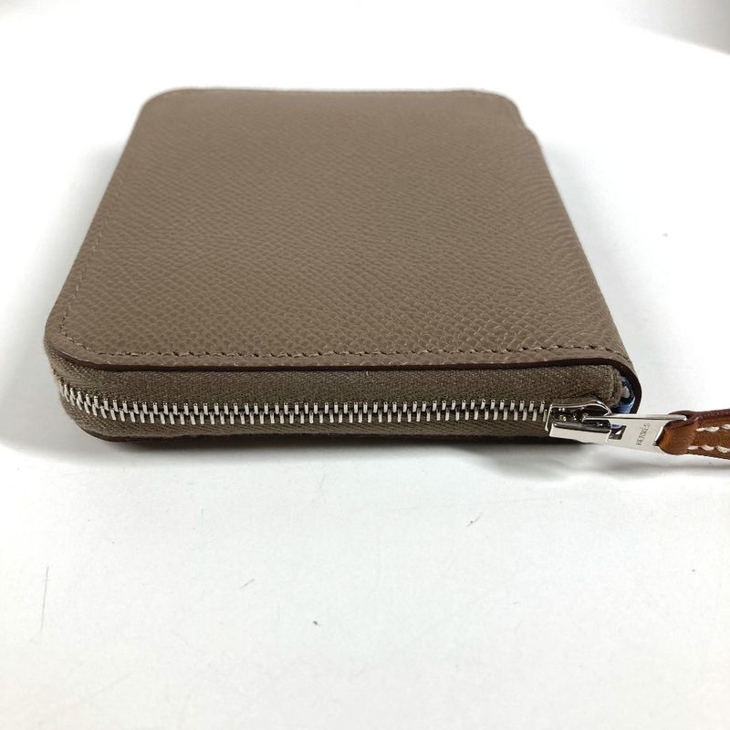 Hermes Coin Case Azap Compact Silk in Epsom Etoupe Gray