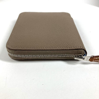 Hermes Coin Case Azap Compact Silk in Epsom Etoupe Gray