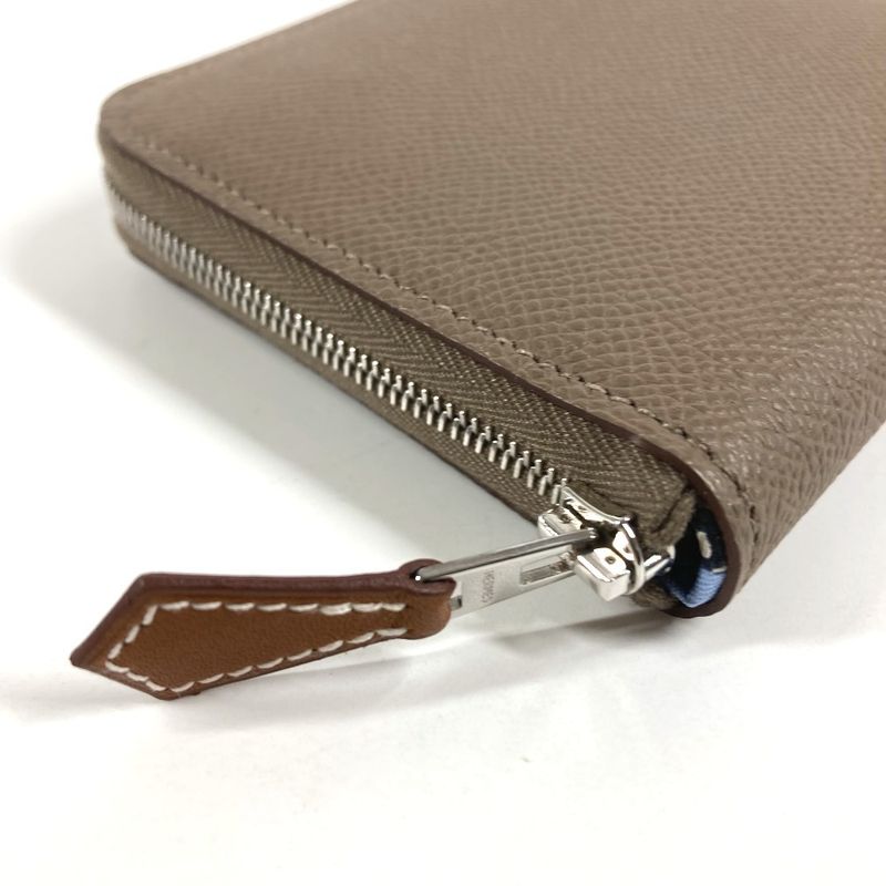 Hermes Coin Case Azap Compact Silk in Epsom Etoupe Gray