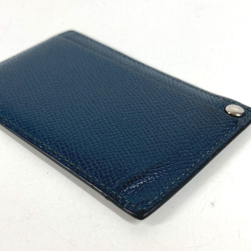 Hermes Card Case Chuchu Logo Series Leather Navy