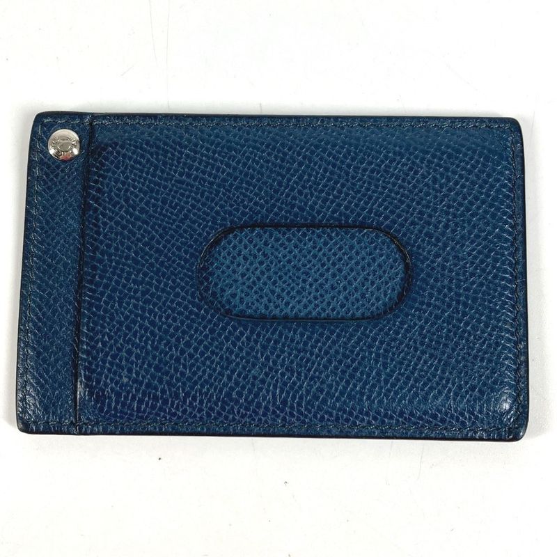 Hermes Card Case Chuchu Logo Series Leather Navy