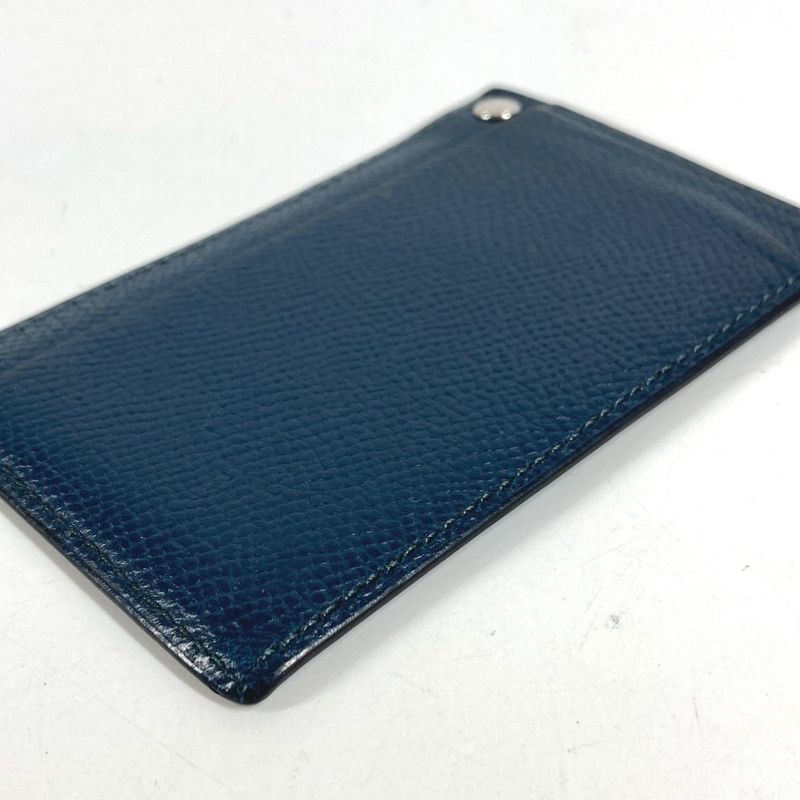 Hermes Card Case Chuchu Logo Series Leather Navy