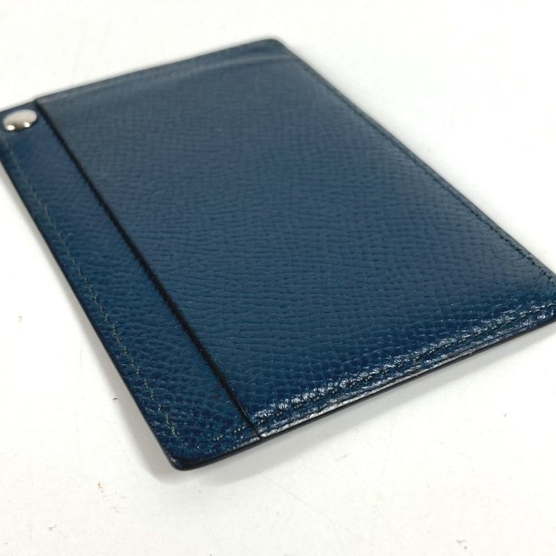 Hermes Card Case Chuchu Logo Series Leather Navy