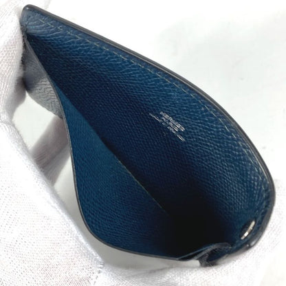 Hermes Card Case Chuchu Logo Series Leather Navy