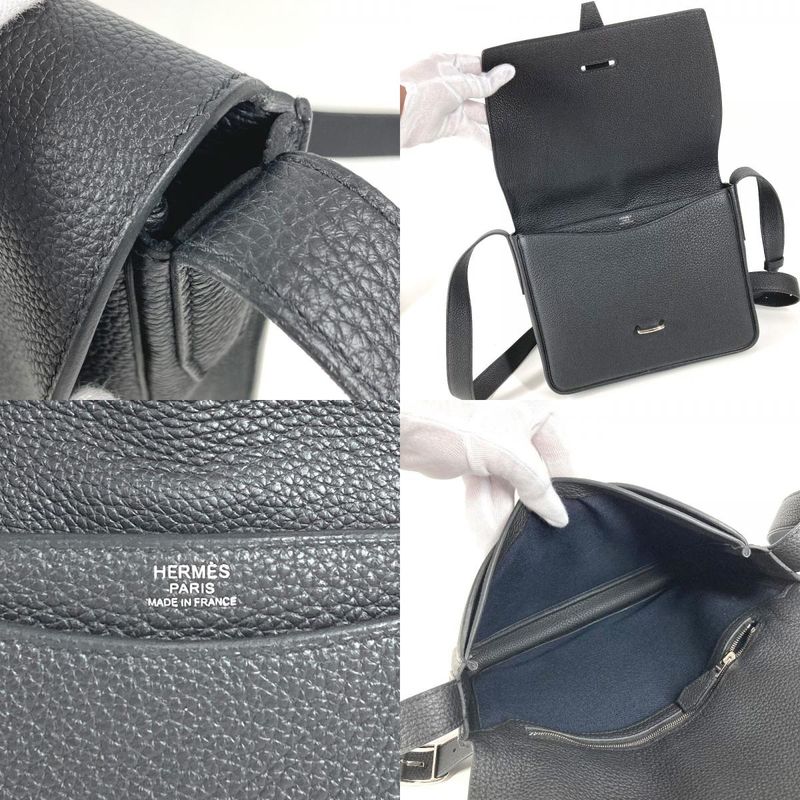 Hermes Shoulder Bag Steve Light Junior Togo Black