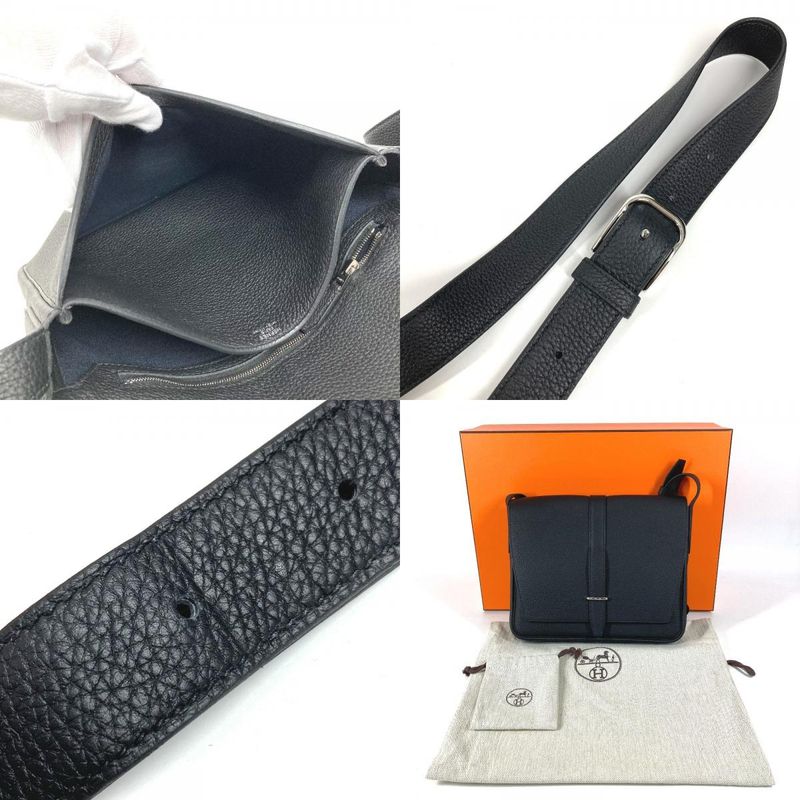 Hermes Shoulder Bag Steve Light Junior Togo Black