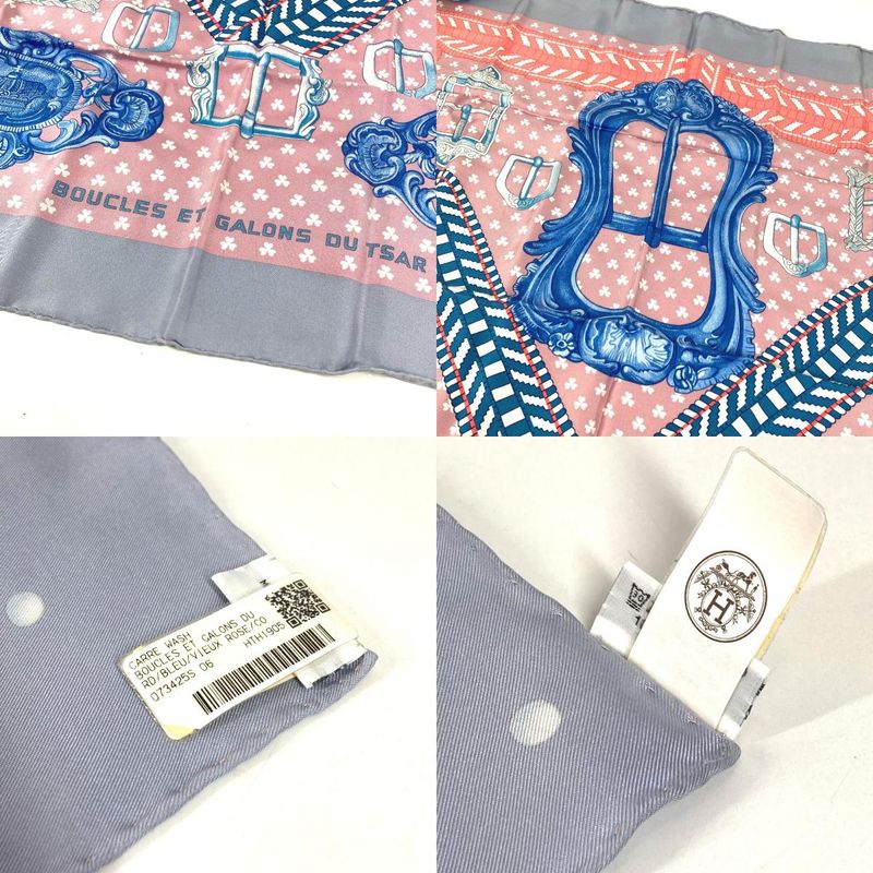 Hermes Scarf Carre 90 Washed Silk Pink