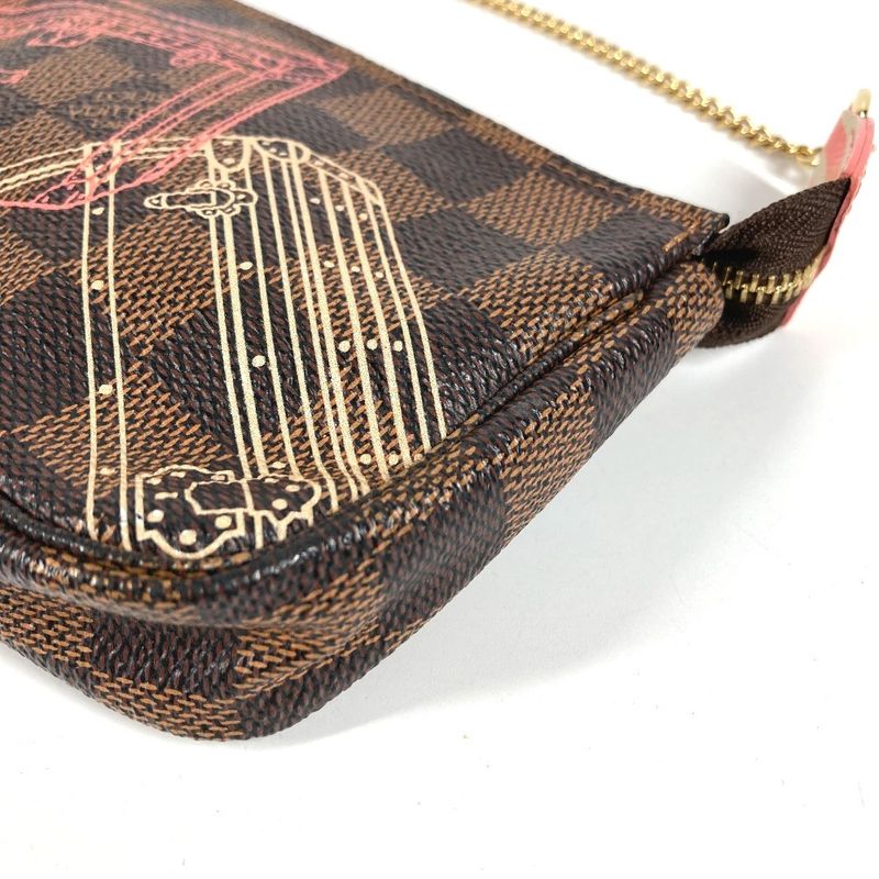 Louis Vuitton Handbag Mini Pochette Accessoire Damier Canvas Ebene Brown
