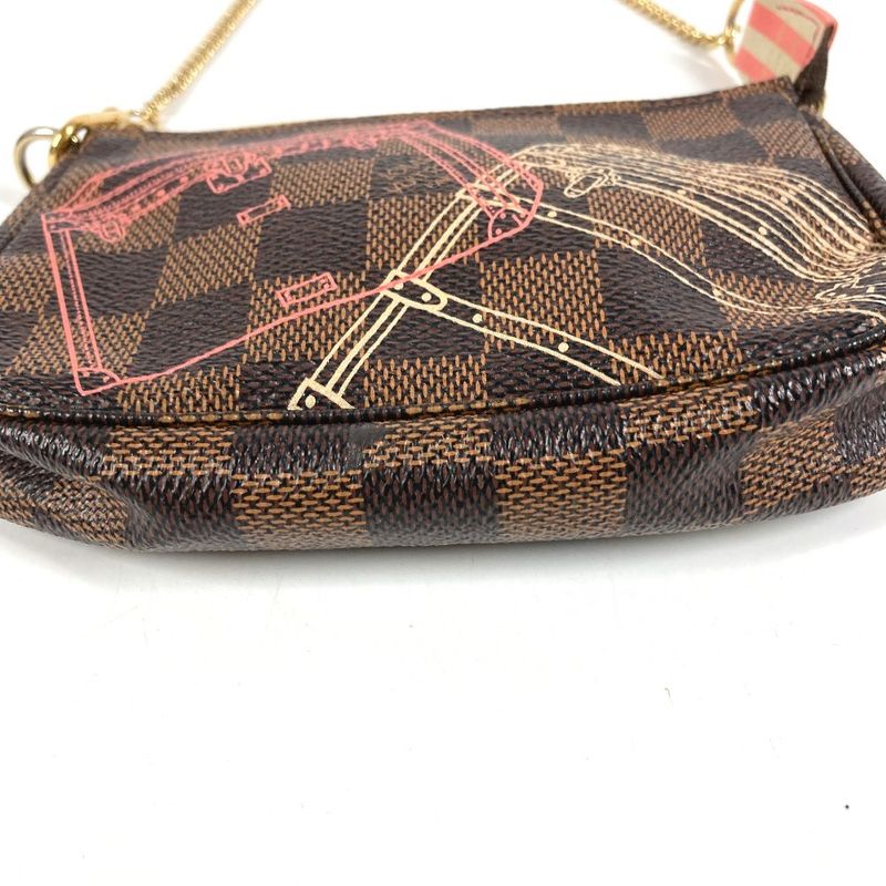 Louis Vuitton Handbag Mini Pochette Accessoire Damier Canvas Ebene Brown