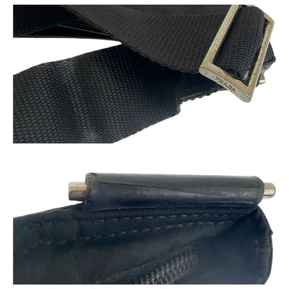 Prada Tessuto Black Silver Nylon Shoulder Bag