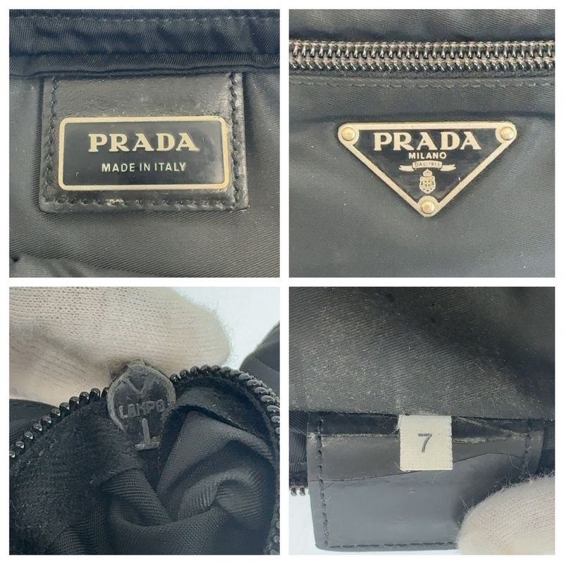 Prada Tessuto Black Silver Nylon Shoulder Bag