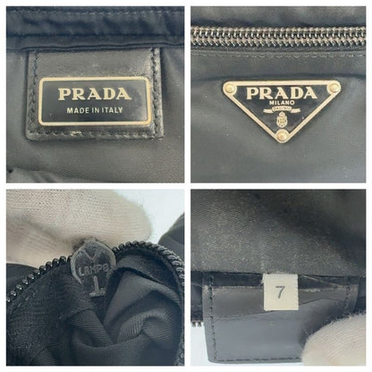 Prada Tessuto Black Silver Nylon Shoulder Bag
