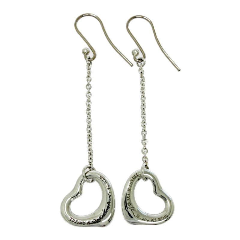 Tiffany & Co Silver Open Heart Hook Earrings 925 Engraved