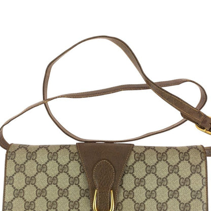 Gucci Vintage Brown GG Supreme Canvas Leather Shoulder Bag Pochette