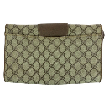 Gucci Vintage Brown GG Supreme Canvas Leather Shoulder Bag Pochette
