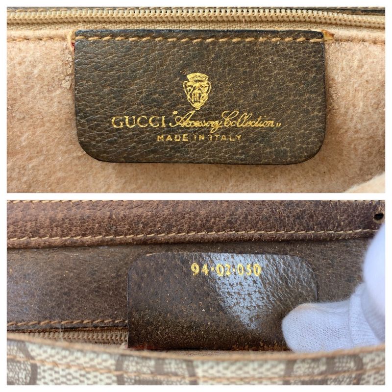Gucci Vintage Brown GG Supreme Canvas Leather Shoulder Bag Pochette