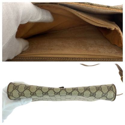 Gucci Vintage Brown GG Supreme Canvas Leather Shoulder Bag Pochette
