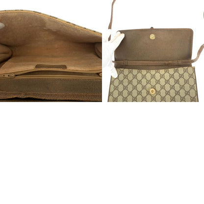 Gucci Vintage Brown GG Supreme Canvas Leather Shoulder Bag Pochette