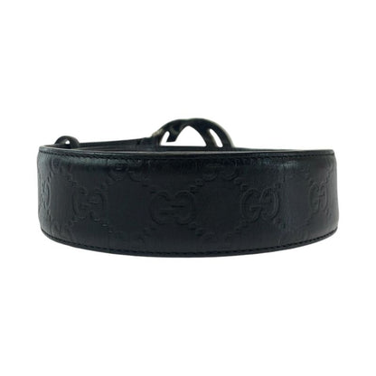 Guccissima Interlocking Black Silver Leather Belt Buckle
