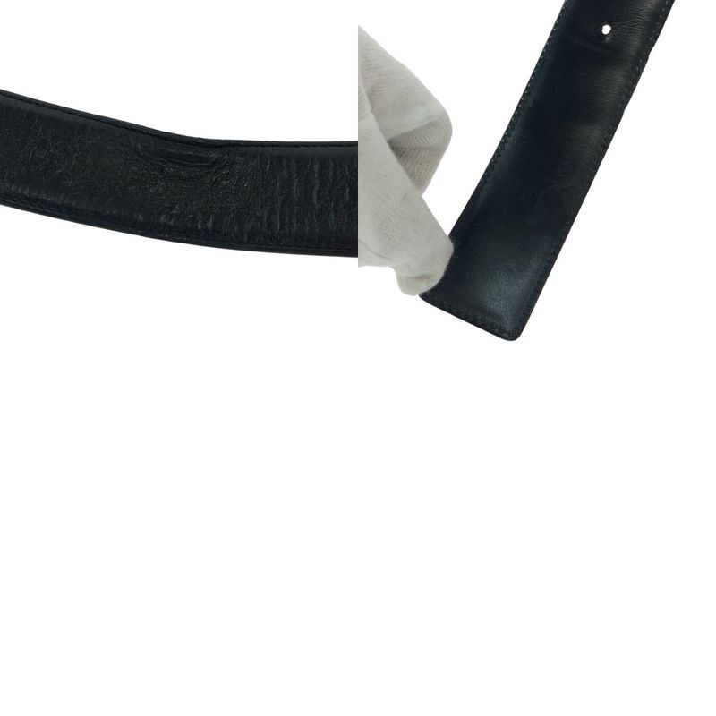 Guccissima Interlocking Black Silver Leather Belt Buckle