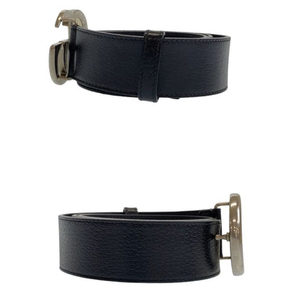 Gucci Marmont Gglogo Black Silver Leather Belt Buckle