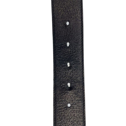 Gucci Marmont Gglogo Black Silver Leather Belt Buckle