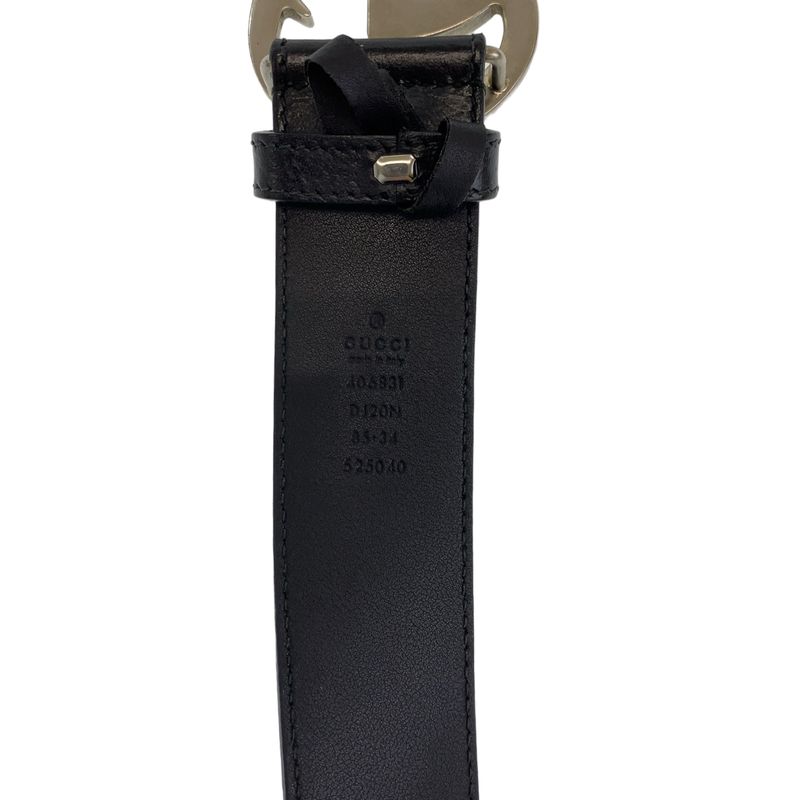 Gucci Marmont Gglogo Black Silver Leather Belt Buckle
