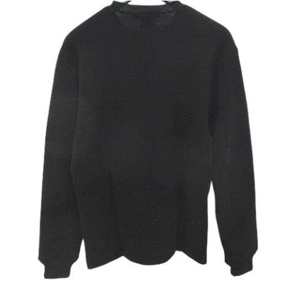 Gucci Long Sleeve Knit Sweater L Black Crew Neck Rib Stretch Hair Wool