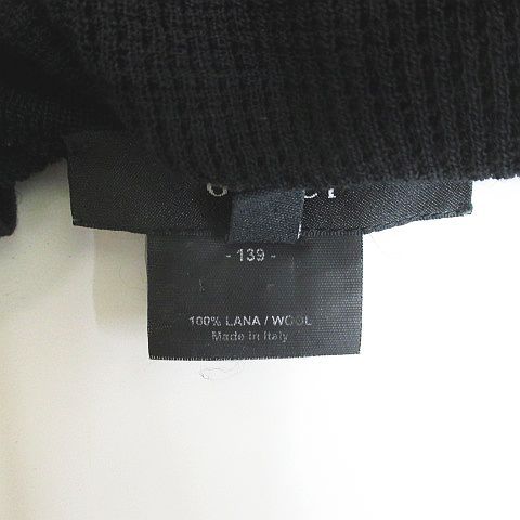 Gucci Long Sleeve Knit Sweater L Black Crew Neck Rib Stretch Hair Wool
