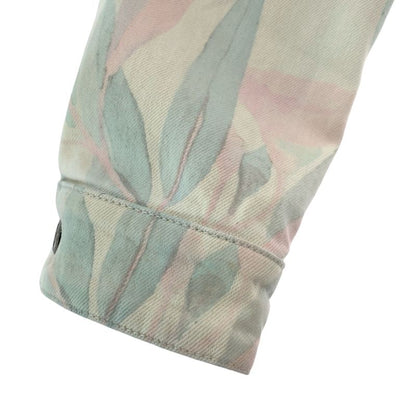 Chanel Botanical CC Logo 36 Pink Pastel Color Denim Jacket Collarless