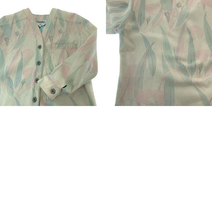 Chanel Botanical CC Logo 36 Pink Pastel Color Denim Jacket Collarless