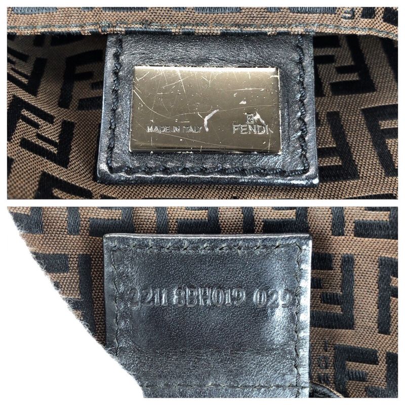 Fendi Zucchino Brown Silver Canvas Leather Tote