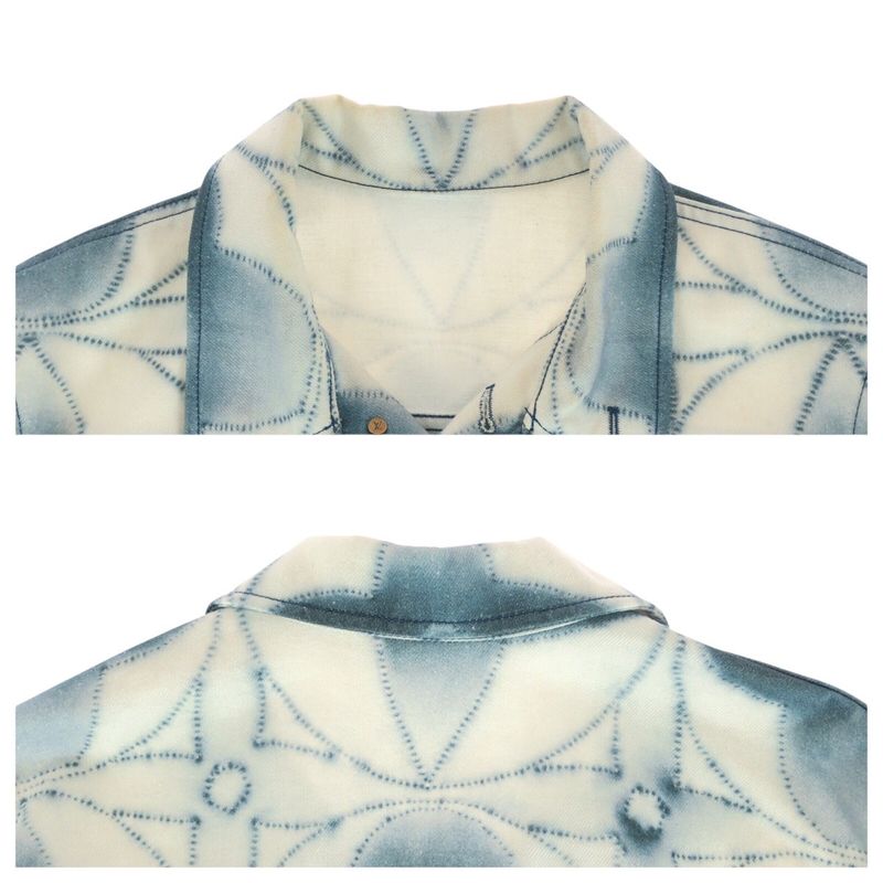 Louis Vuitton Monogram Shibori Printed Jacket 48 White Blue Denim