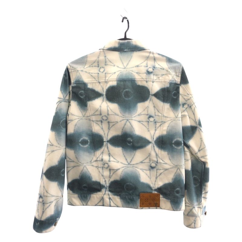 Louis Vuitton Monogram Shibori Printed Jacket 48 White Blue Denim